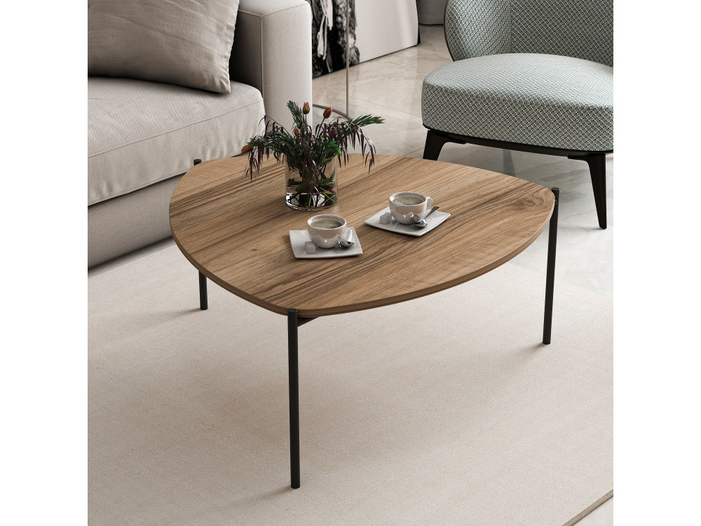 Table basse en bois "Lenny" - 90 x 89 x 40 cm - Noyer