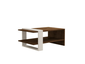 Table basse en bois "Gaye" - 80 x 50 x 35 cm - Noyer, Blanc