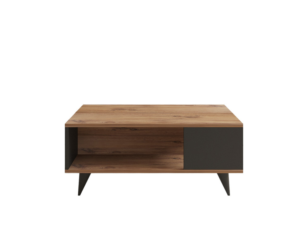 Table basse en bois "Yuka" - 90 x 60 x 39 cm - Noyer, Noir