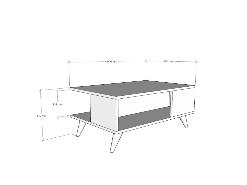 Table basse en bois "Yuka" - 90 x 60 x 39 cm - Noyer, Noir