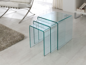 Lot de 3 tables basses "Irène" - 42 x 42 x 42 cm - Transparent