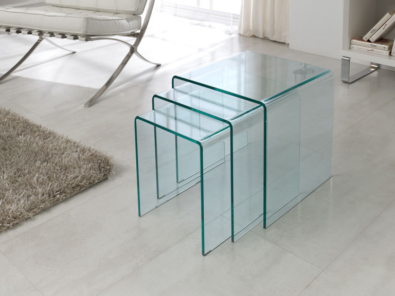 Lot de 3 tables basses "Irène" - 42 x 42 x 42 cm - Transparent