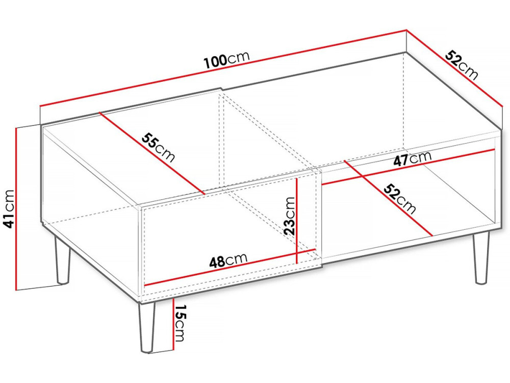 Table basse "Nakomo " - 100 x 41 x 52 cm - Blanc