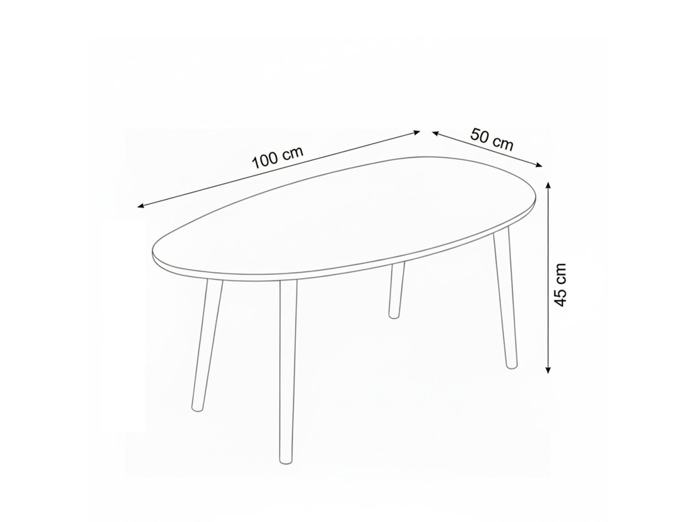 Table basse en bois "Nora" 100 x 50 x 45 cm - Chêne