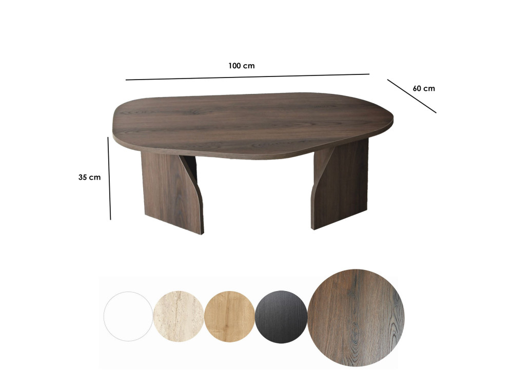 Table basse en bois "Rock" 100 x 60 x 35 cm - Noyer