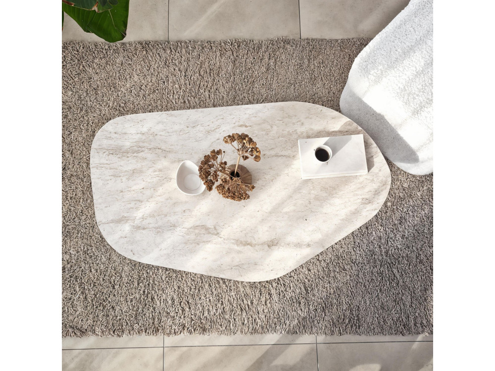 Table basse en bois "Rock" 100 x 60 x 35 cm - Travertin
