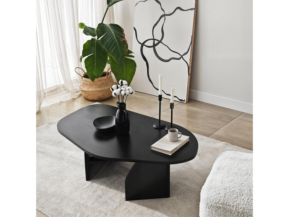 Table basse en bois "Rock" 100 x 60 x 35 cm - Noir