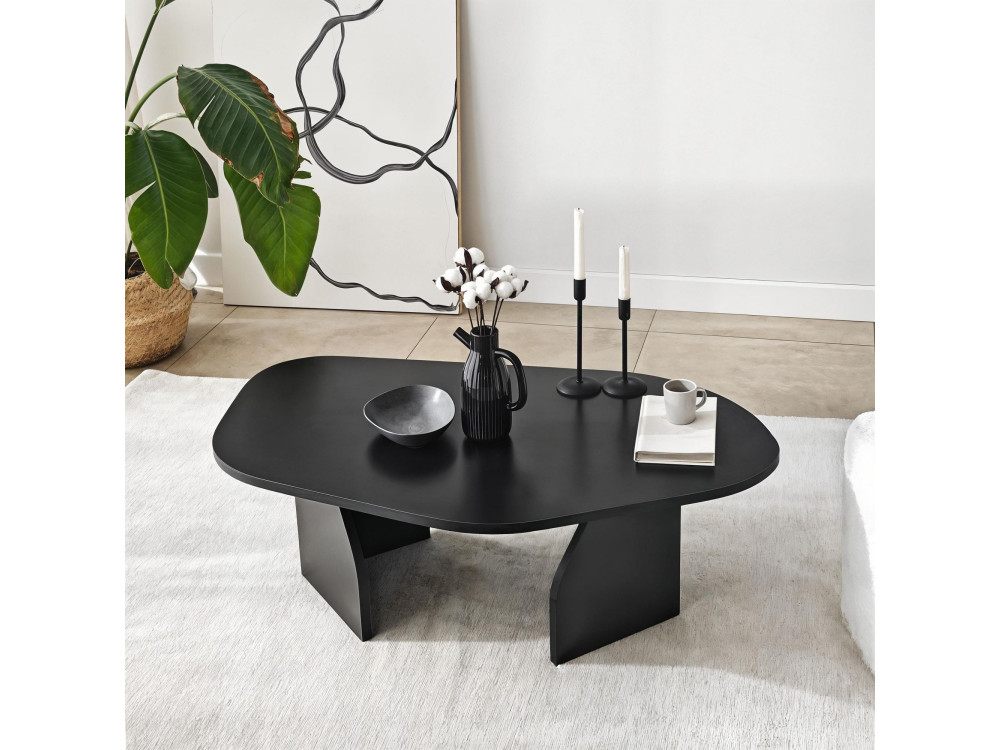 Table basse en bois "Rock" 100 x 60 x 35 cm - Noir