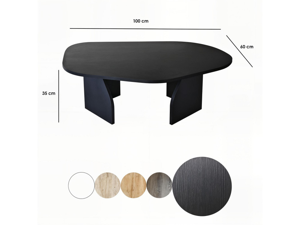 Table basse en bois "Rock" 100 x 60 x 35 cm - Noir