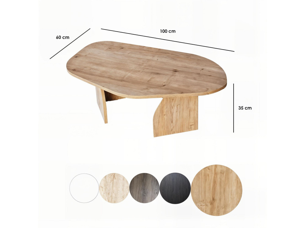 Table basse en bois "Rock" 100 x 60 x 35 cm - Chêne saphir