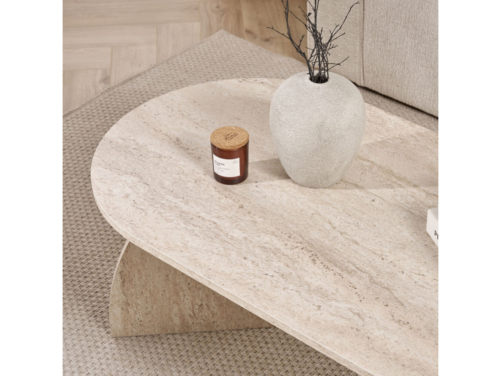 Table basse en bois "Melina" 120 x 60 x 40 cm - Travertin