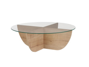 Table basse en verre "Liya" 90 x 90 x 30 cm - Chêne saphir