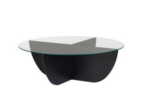 Table basse en verre "Liya" 90 x 90 x 30 cm - Bois Noir