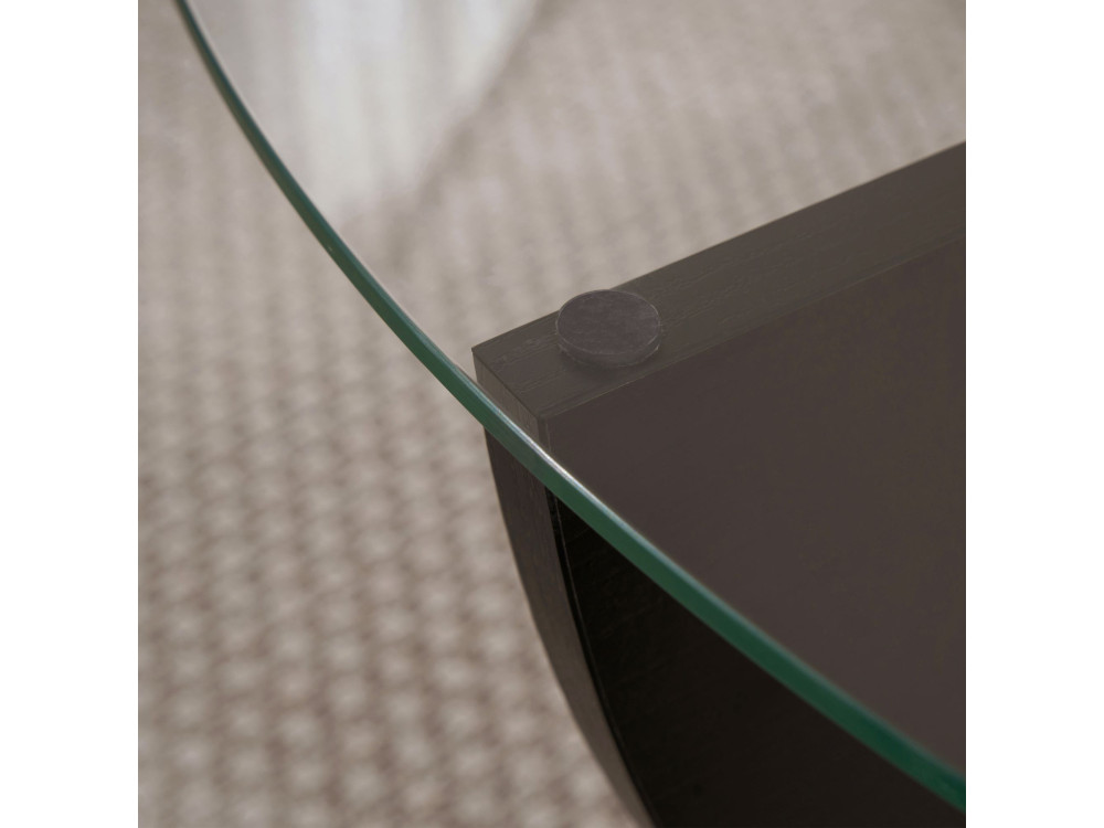 Table basse en verre "Liya" 90 x 90 x 30 cm - Bois Noir