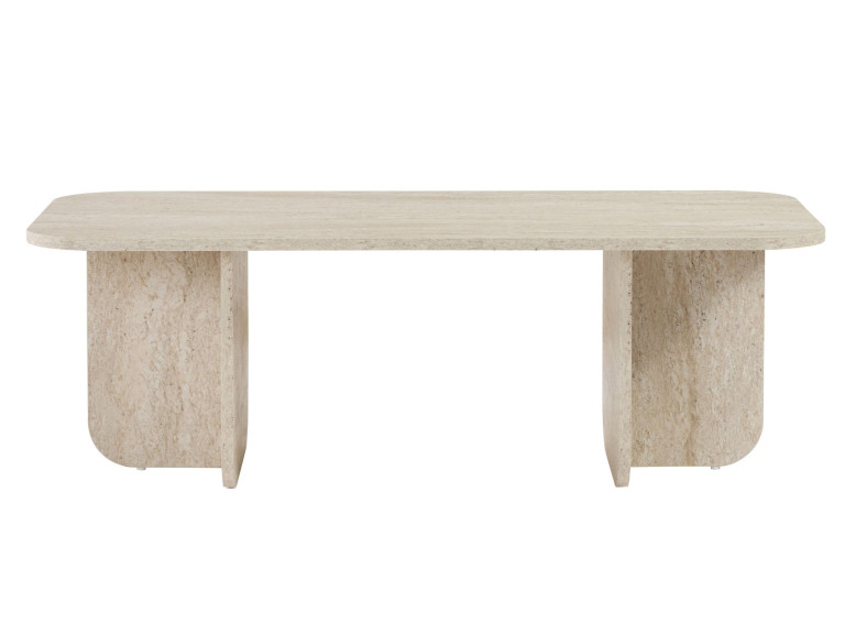 Table basse en bois "Akira" 120 x 60 x 41 cm - Travertin