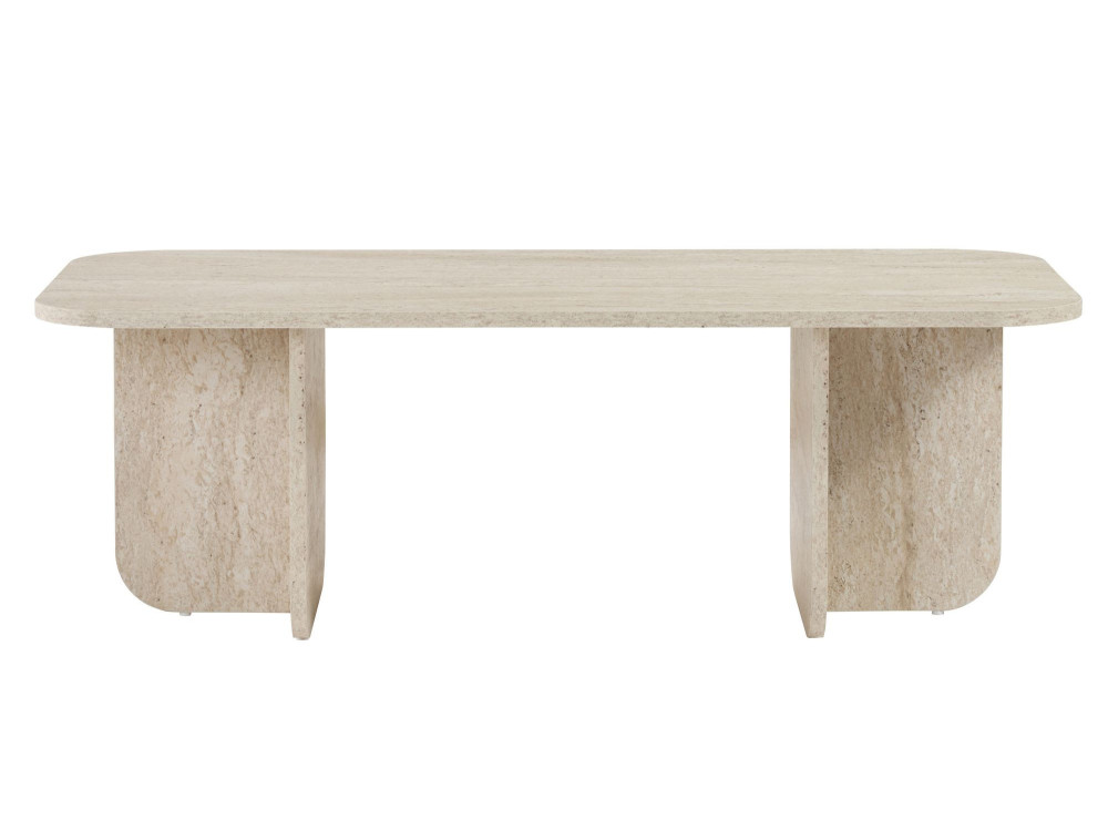 Table basse en bois "Akira" 120 x 60 x 41 cm - Travertin