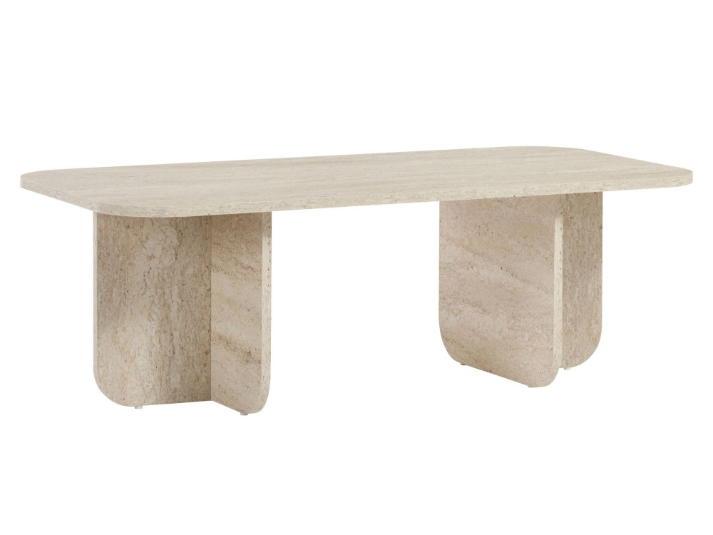 Table basse en bois "Akira" 120 x 60 x 41 cm - Travertin
