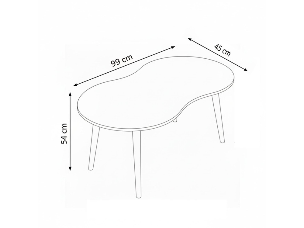 Table basse en bois "Moon" 99 x 54 x 45 cm - Noyer