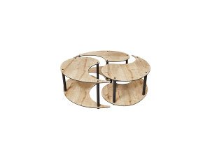 Ensemble de table basse en bois "Yin" 70 x 70 x 38 cm - Chêne