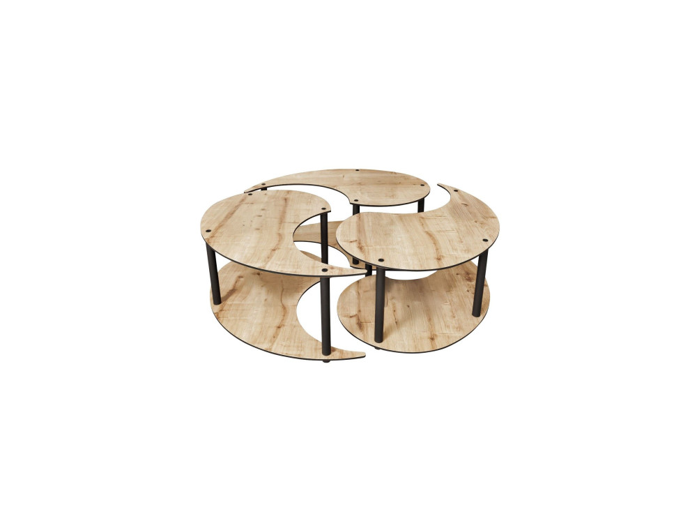 Ensemble de table basse en bois "Yin" 70 x 70 x 38 cm - Chêne