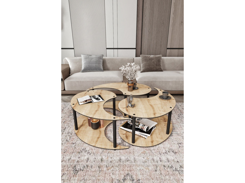 Ensemble de table basse en bois "Yin" 70 x 70 x 38 cm - Chêne
