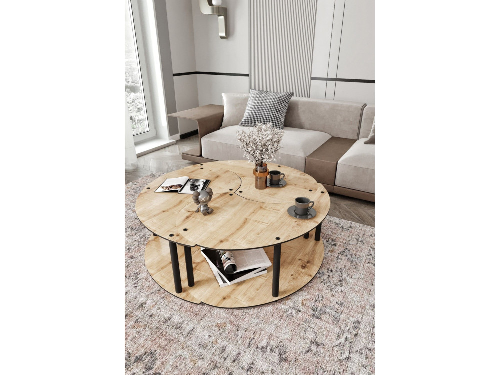 Ensemble de table basse en bois "Yin" 70 x 70 x 38 cm - Chêne