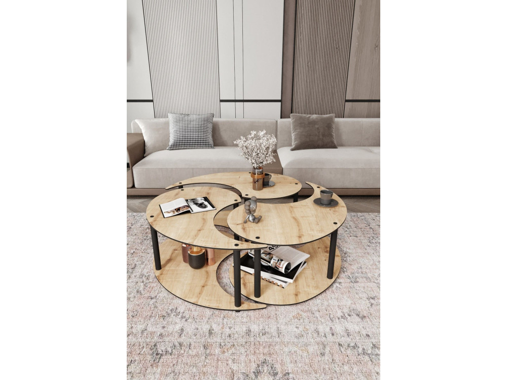 Ensemble de table basse en bois "Yin" 70 x 70 x 38 cm - Chêne