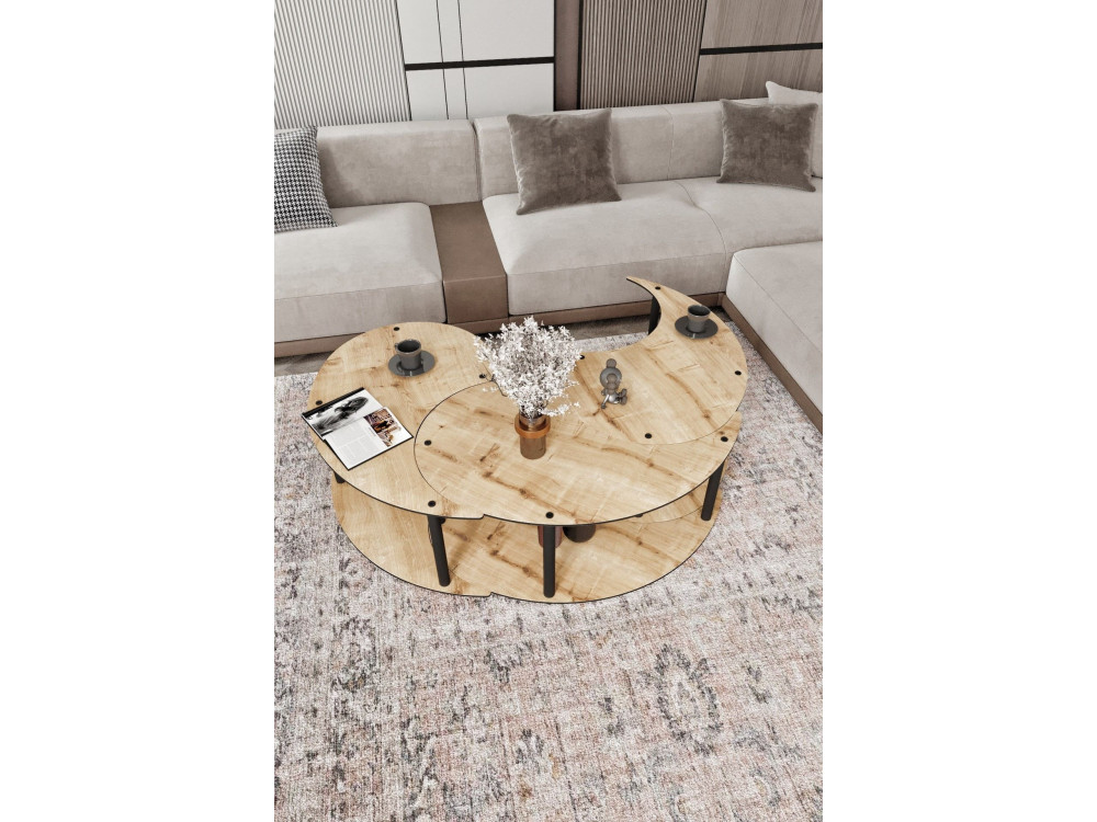 Ensemble de table basse en bois "Yin" 70 x 70 x 38 cm - Chêne