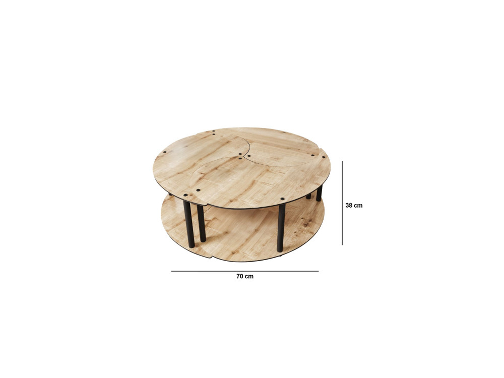 Ensemble de table basse en bois "Yin" 70 x 70 x 38 cm - Chêne