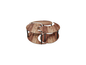 Ensemble de table basse en bois "Yin" 70 x 70 x 38 cm - Noyer