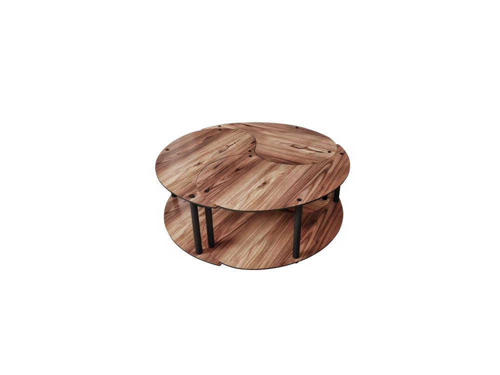 Ensemble de table basse en bois "Yin" 70 x 70 x 38 cm - Noyer