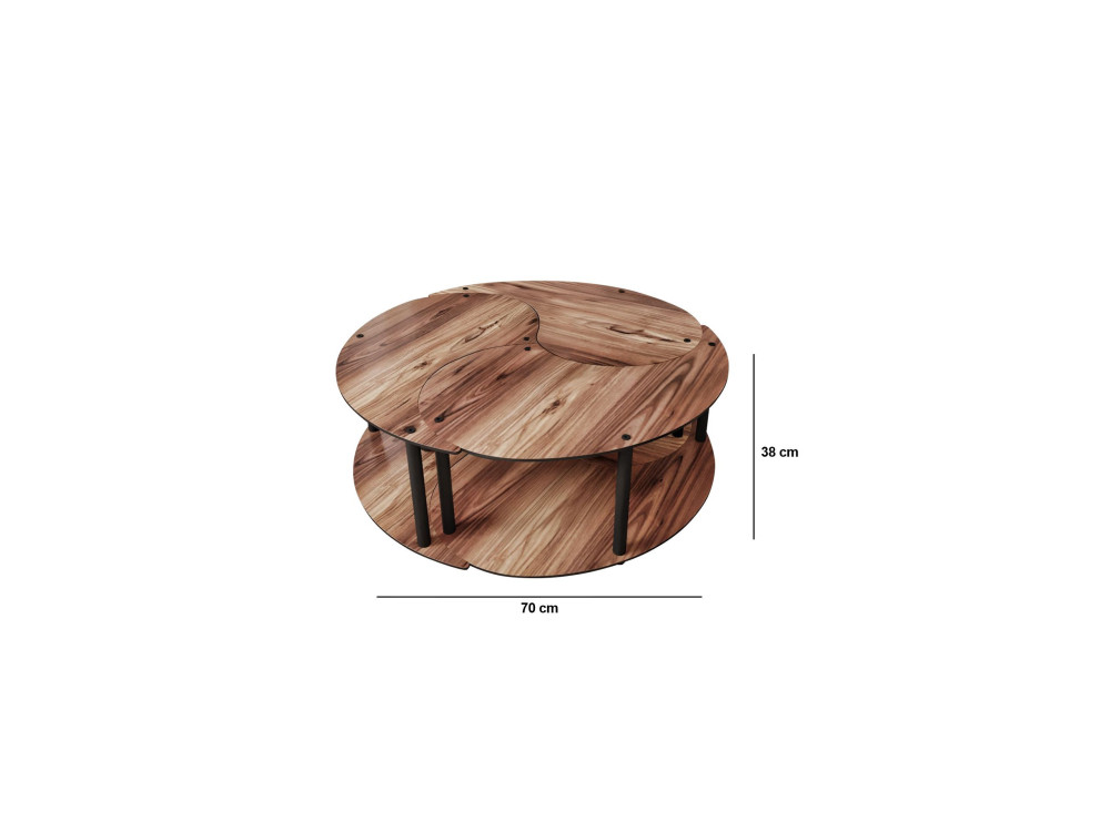Ensemble de table basse en bois "Yin" 70 x 70 x 38 cm - Noyer