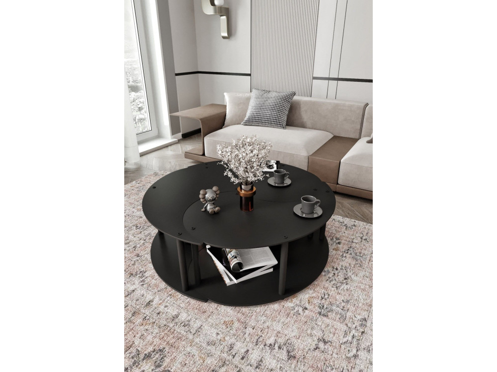 Ensemble de table basse en bois "Yin" 70 x 70 x 38 cm - Noir