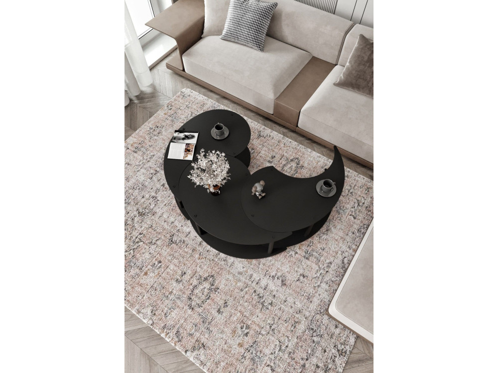 Ensemble de table basse en bois "Yin" 70 x 70 x 38 cm - Noir
