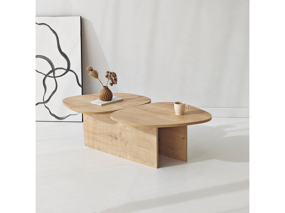 Table basse en bois "Stones" 125 x 60 x 38 cm - Chêne saphir