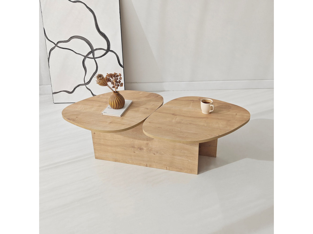 Table basse en bois "Stones" 125 x 60 x 38 cm - Chêne saphir