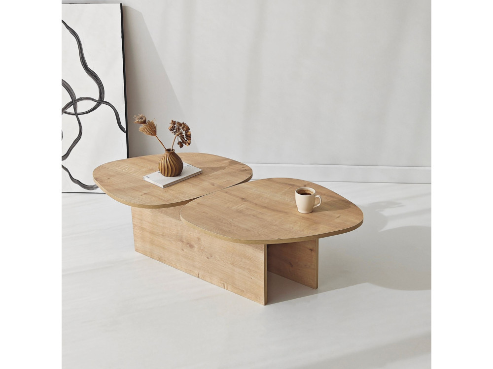 Table basse en bois "Stones" 125 x 60 x 38 cm - Chêne saphir