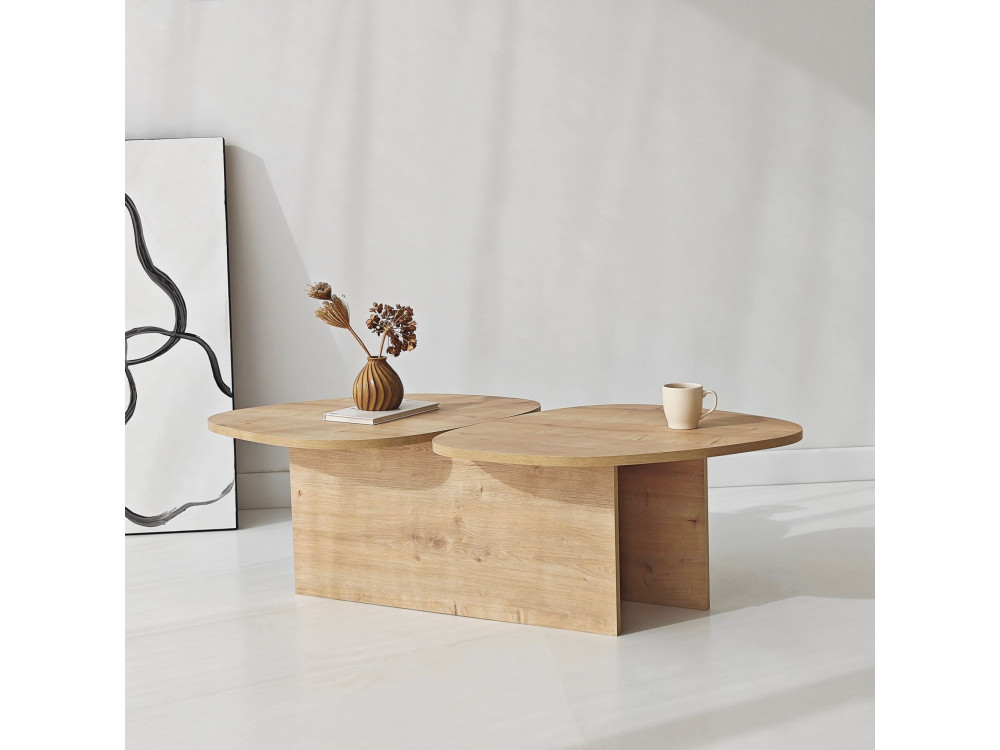 Table basse en bois "Stones" 125 x 60 x 38 cm - Chêne saphir