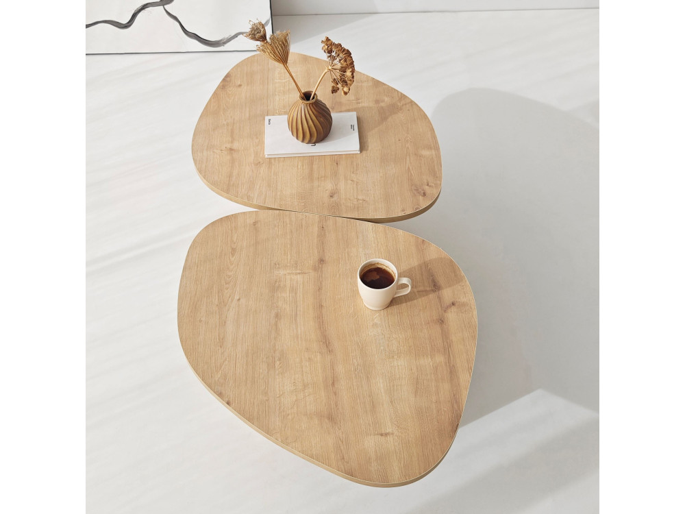 Table basse en bois "Stones" 125 x 60 x 38 cm - Chêne saphir