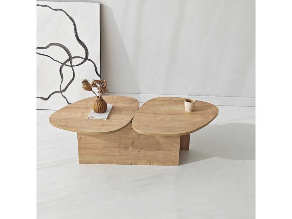 Table basse en bois "Stones" 125 x 60 x 38 cm - Chêne saphir