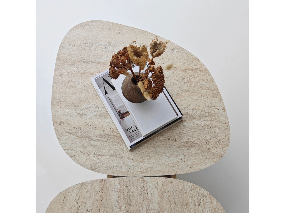 Table basse en bois "Stones" 125 x 60 x 38 cm - Travertin