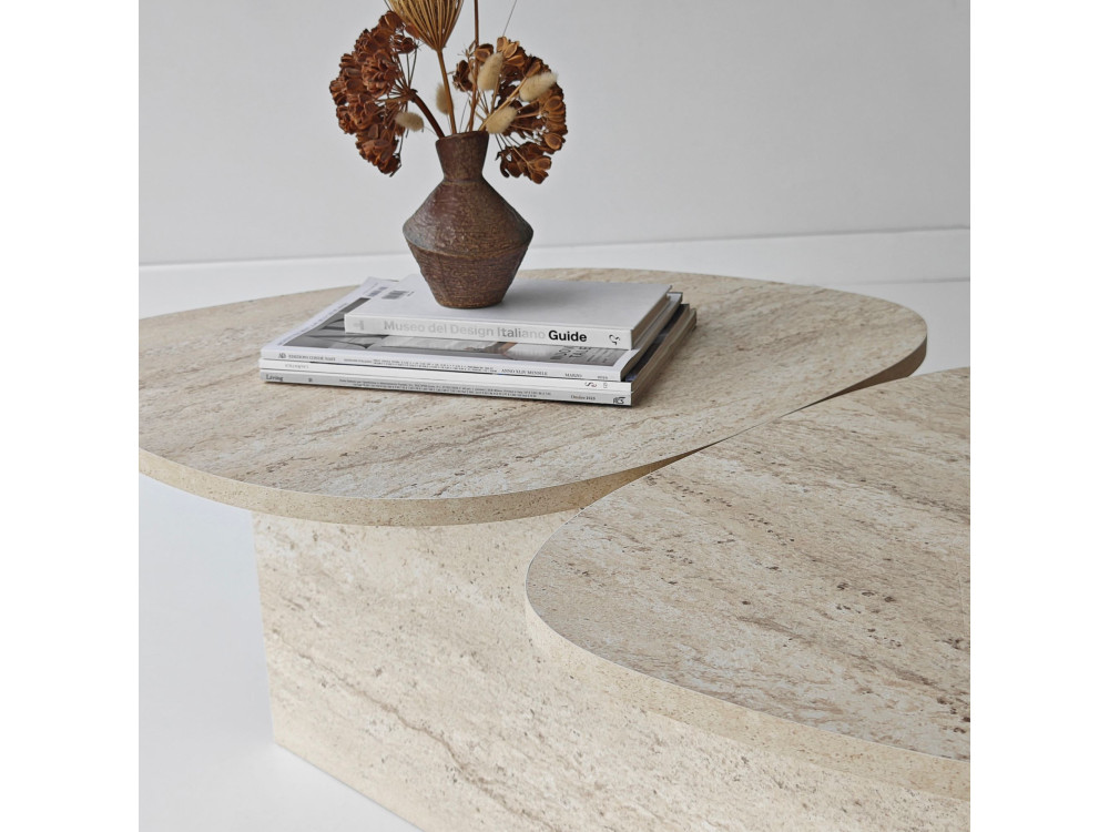Table basse en bois "Stones" 125 x 60 x 38 cm - Travertin