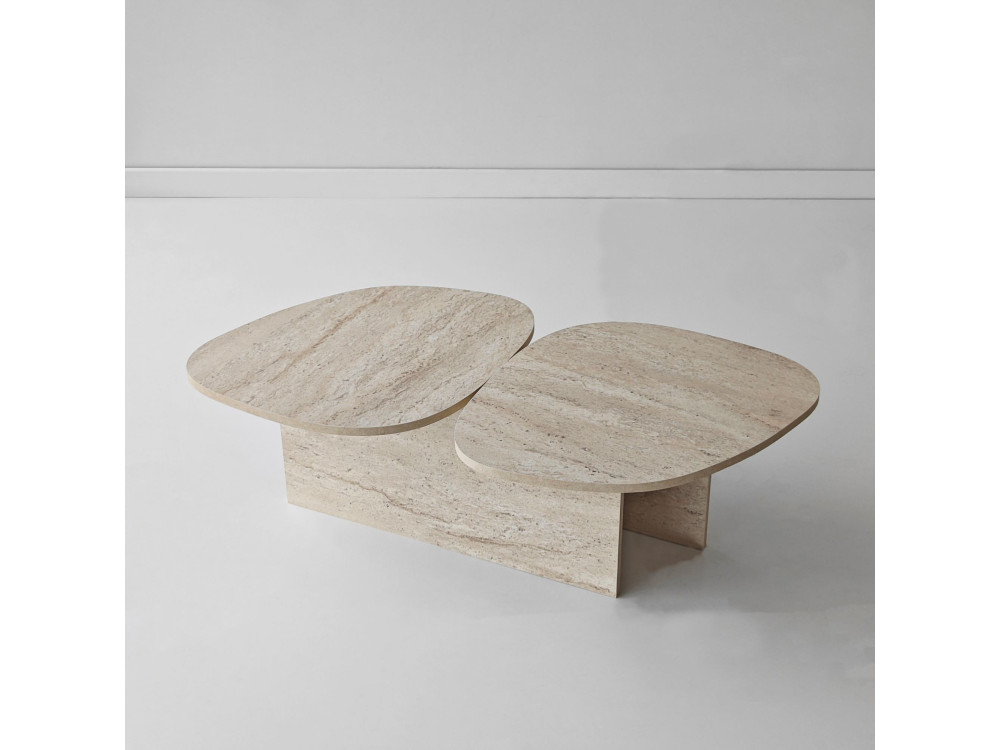 Table basse en bois "Stones" 125 x 60 x 38 cm - Travertin