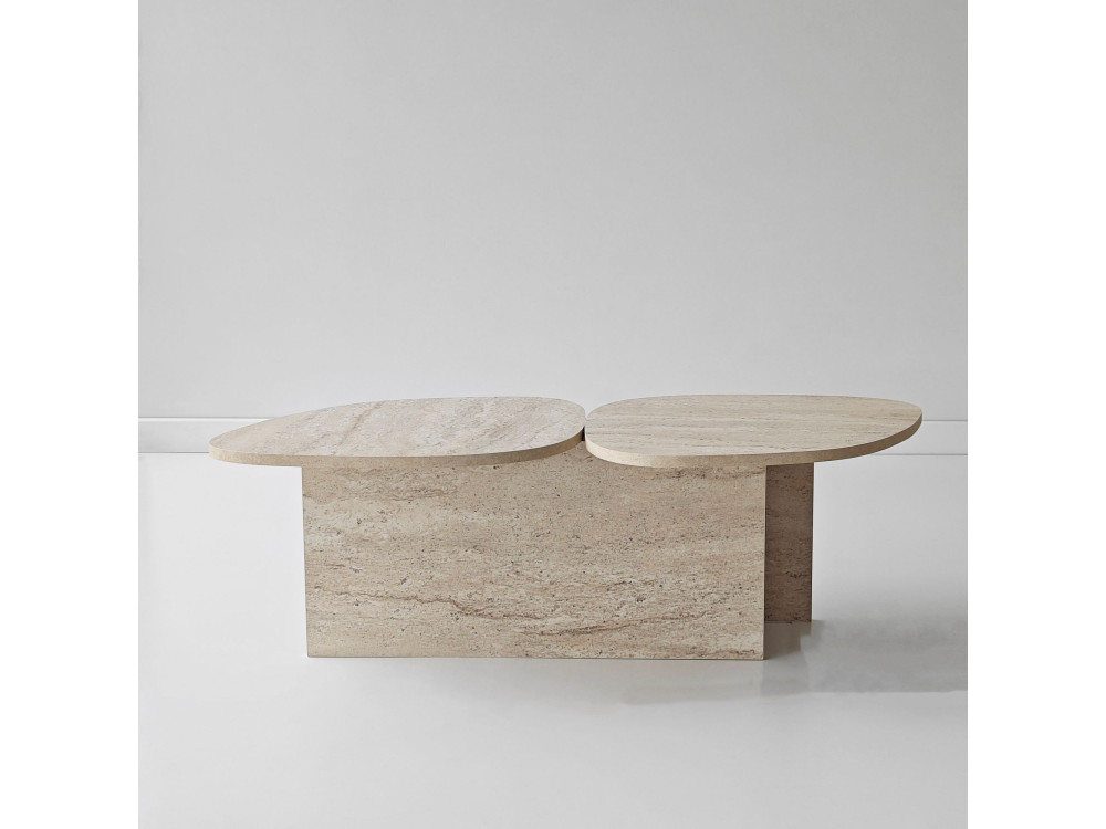 Table basse en bois "Stones" 125 x 60 x 38 cm - Travertin