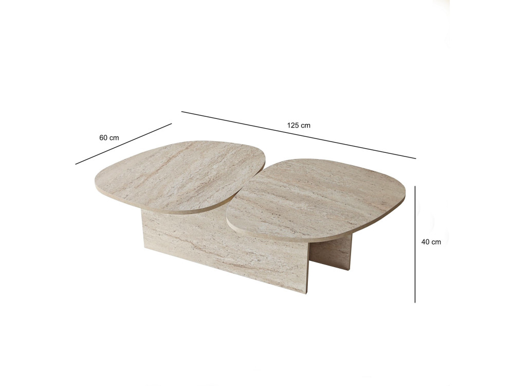 Table basse en bois "Stones" 125 x 60 x 38 cm - Travertin