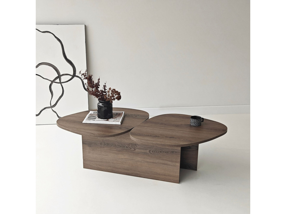 Table basse en bois "Stones" 125 x 60 x 38 cm - Noyer