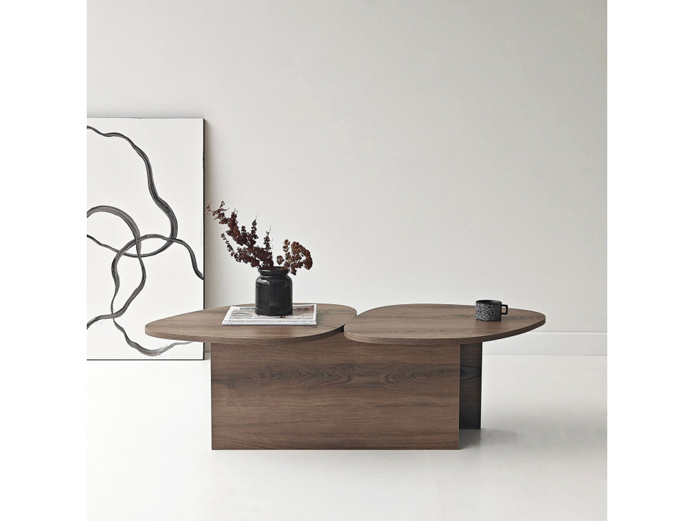 Table basse en bois "Stones" 125 x 60 x 38 cm - Noyer