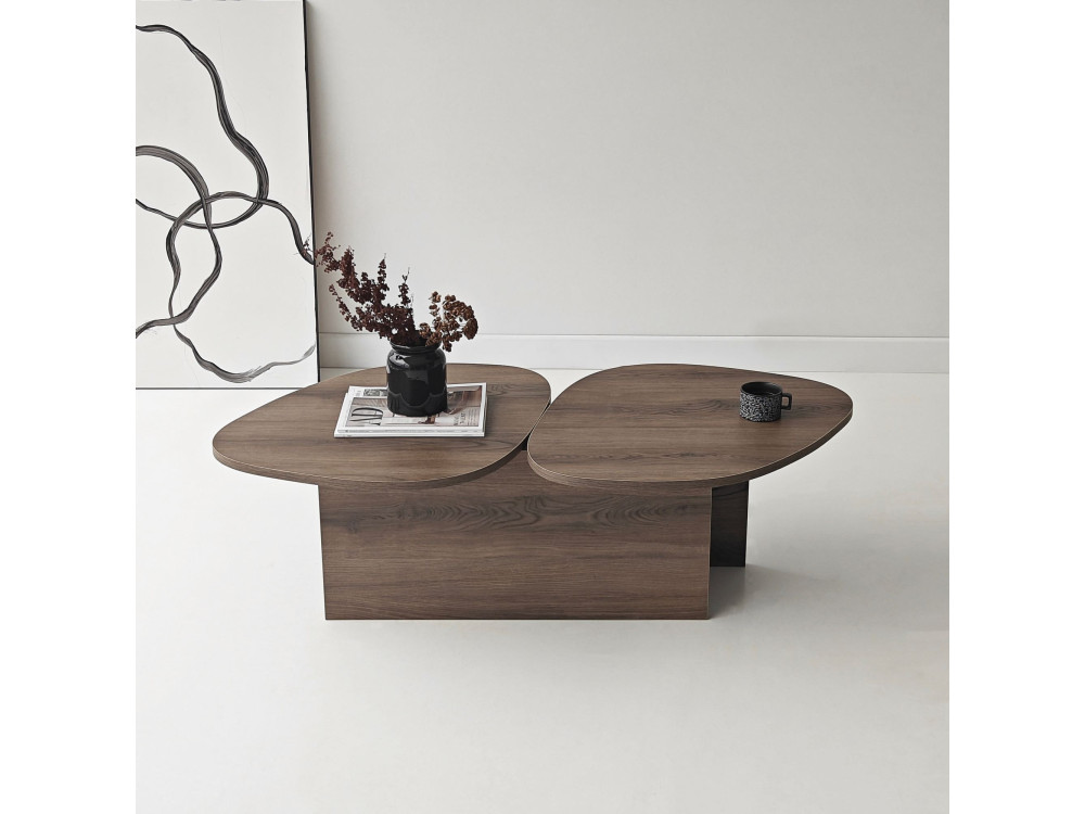 Table basse en bois "Stones" 125 x 60 x 38 cm - Noyer