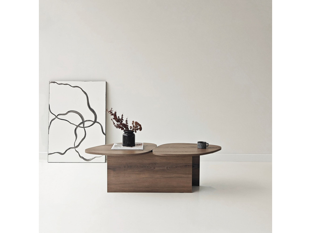 Table basse en bois "Stones" 125 x 60 x 38 cm - Noyer