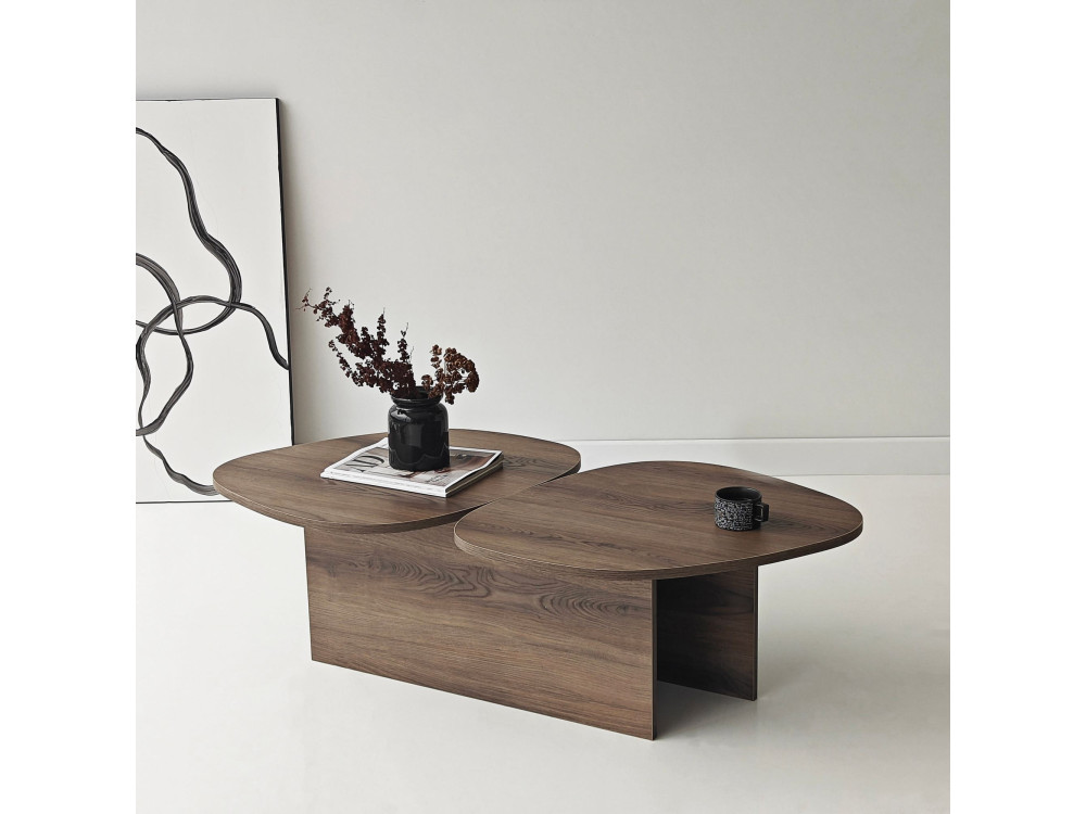 Table basse en bois "Stones" 125 x 60 x 38 cm - Noyer